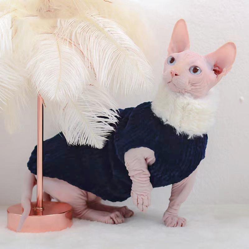 Devon Rex Thickening Plush Coat Cat Sweater Costume Sphynix Clothes Katten Sphynx Pullover Clothing Products for Winter Outwear
