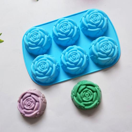Форма для торта гибкая антипригарная в форме цветка розы силиконовая форма 6 сеток шоколад