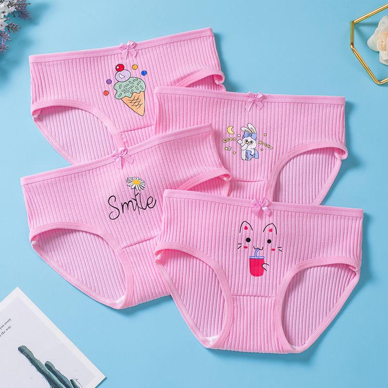 4pc/Lot Girls Underwear Cotton Panties Kids Short Briefs Children Underpants