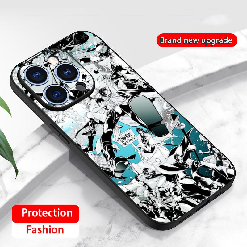 Чехол для телефона GinTama Classic japan anime pattern Для iPhone 17 16 16e 15 14 13 12 Plus Mini Pro Max Мягкий черный Ударопрочный чехол