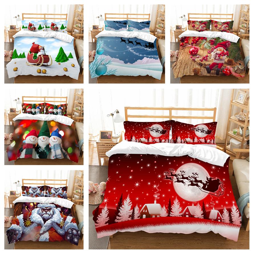Christmas Deluxe Home Bedding Set Quilt Cover Pillowcase Bedroom Bedding Set Duvet Cover Full Size Bedspread