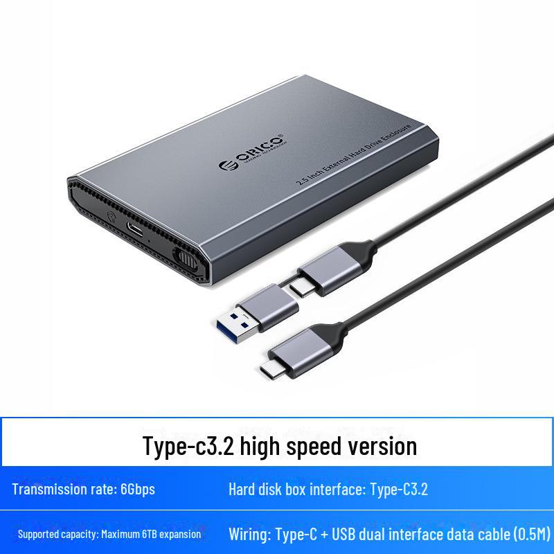 ORICO 2.5" USB-C External Hard Drive Enclosure, Compatible with SATA SSD/HDD