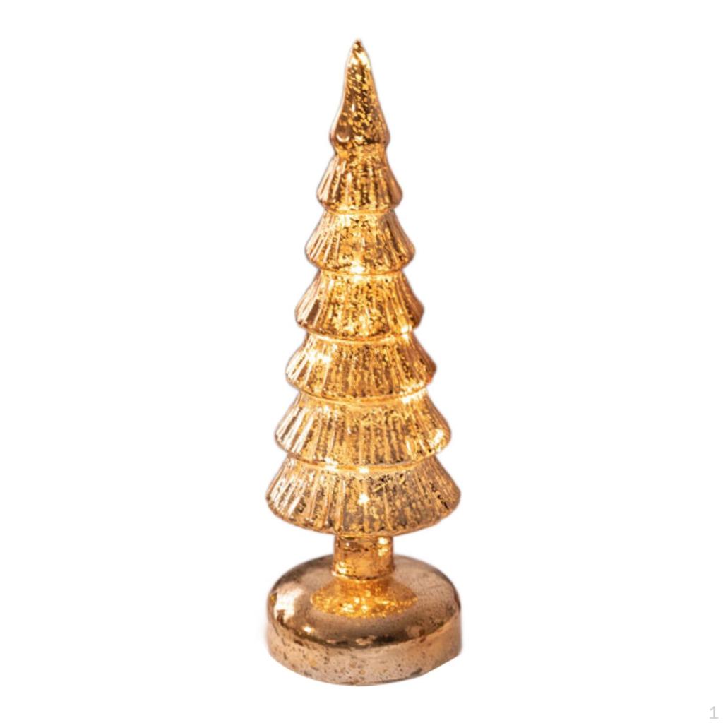 Glass Tabletop Artificial Christmas Tree Decor Art Crafts Night Lamp
