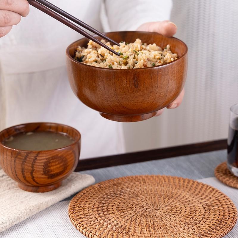 Натуральная деревянная миска японская деревянная миска для риса суповая миска салатница контейнер для еды большая маленькая миска для детей столовые приборы деревянная утварь