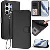 For Samsung Galaxy S25 Ultra Leather Case Wallet Stand Phone Cover with Wrist Strap