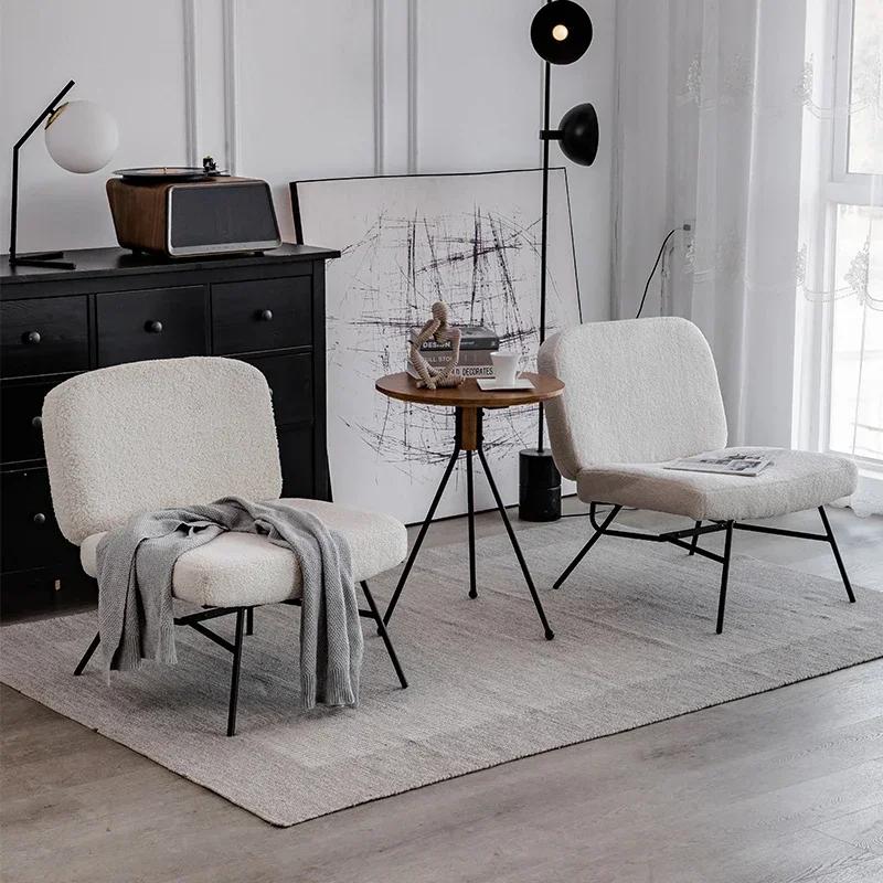 Скандинавский Роскошный Бархатный Диван-Кресло из Овечьей Шерсти – Одинарный Ретро Железный Дизайн, Подходит для Ресторана и Кафе