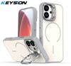 KEYSION Матовый чехол для телефона с покрытием Soft-touch, подставкой для линз, для Magsafe, для iPhone 17 Pro Max, магнитный, для беспроводной зарядки, противоударная задняя крышка