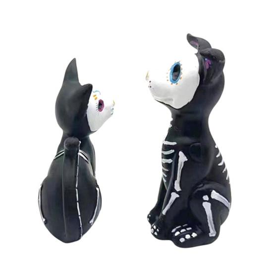 Хэллоуин Собака Кошка Украшение Дом с привидениями Декорация Призрак Скульптура животного Ремесло из смолы Скульптура черепа Домашний настольный декор