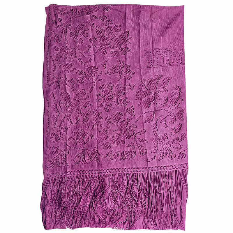 Кружева ажурный шелковый хиджаб шарф с кисточками - однотонная шаль для женщин
