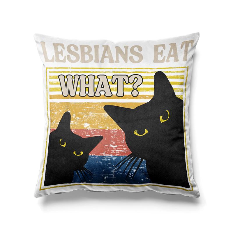 Gaslight Gatekeep Girlboss Lesbians Eat What Throw Pillow Covers Funny Cat Cushion Cases Pillowcases cm x cm