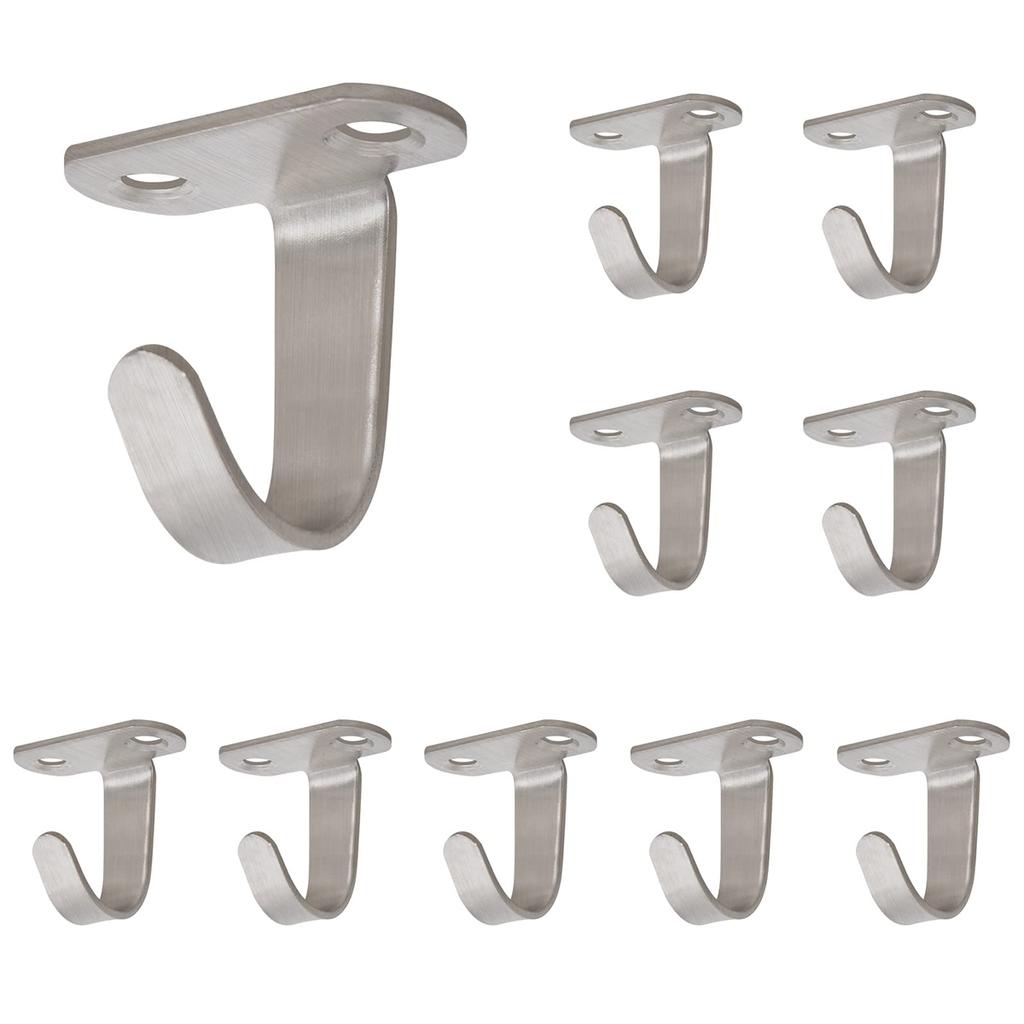 10Pcs Stainless Steel Screw Mounted Ceiling Hooks Under-Shelf Towel Robe Clothes Hook Heavy Duty Coat Hook Hanger