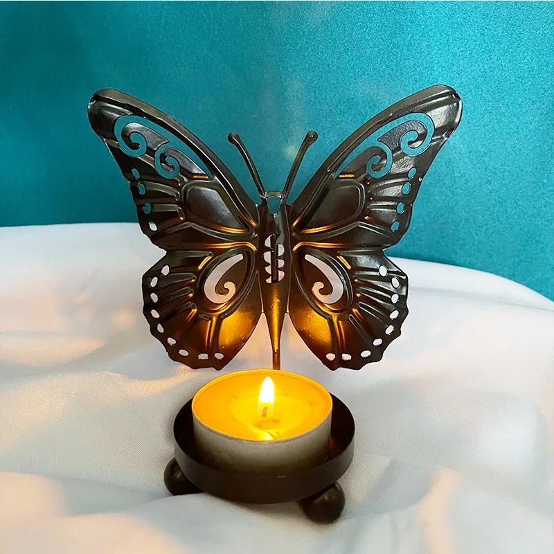New Creative Iron Butterfly Candlestick Gold Electroplated Candlestick Iron Wire Light Luxury Candlestick Candle Holder