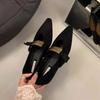 Модные женские балетные туфли с острым носком для танцев 2024 года, новые дизайнерские туфли-лоферы из замши на мягкой подошве с высоким каблуком, женская обувь