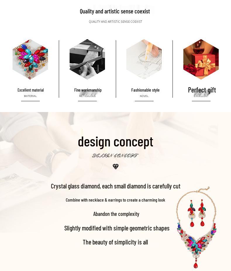 Преувеличенный ретро набор ожерелий с кристаллами и драгоценными камнями - Европейские и американские украшения для женщин