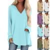 Women's V-neck Hooded Loose Long-sleeved Tops Casual Tops Home Leisure Pajamas Tops