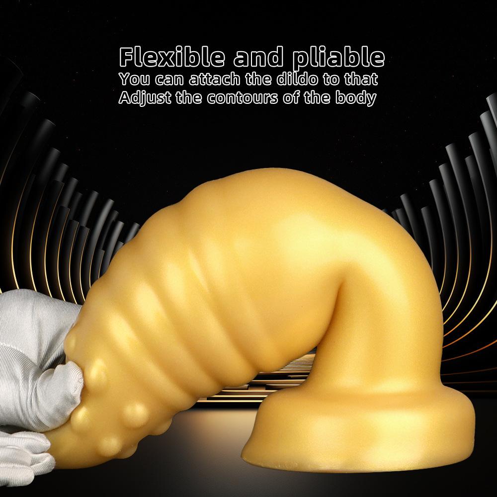 Очень большой мягкий золотой силиконовый конический анальный штекер с присоской для фистинга, дилдо, расширитель, игрушка, большой пенис