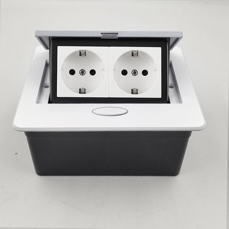 Gold Recessed European Standard Pop-up Desktop Socket for Network and German Power