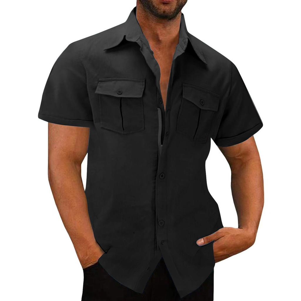 Мужская повседневная блузка, хлопково-льняная рубашка, свободные топы, футболка с короткими рукавами, летние осенние красивые мужские рубашки