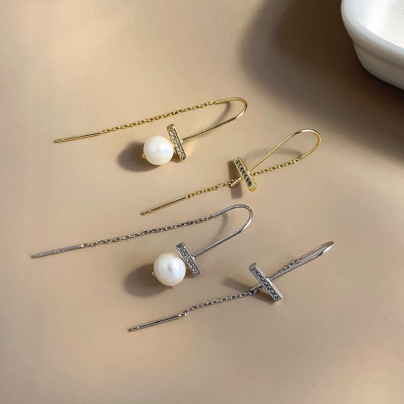 Fashion Jewelry 925 Silver Earring Women 18K Gold Plated Sterling Silver Long Chain Tassel Stud Earring Piercing Jewelry
