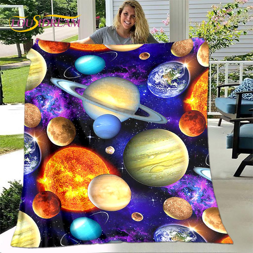 Детское мультяшное одеяло с изображением астронавта из космоса, фланелевое одеяло, мягкое теплое одеяло для гостиной, спальни, дивана, подарок