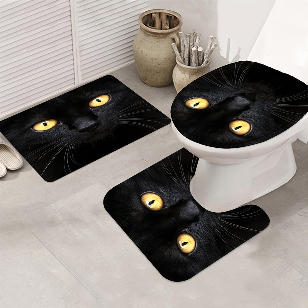 1/4 шт. Роскошный черный кот водонепроницаемый комплект занавесок для душа декоративный набор для ванной комнаты нескользящий коврик для унитаза коврик для ванной и 12 крючков