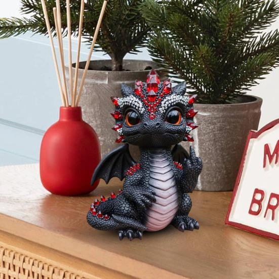 Baby Dragon Figurine Cheeky Dragon Statue Collectible Flip-off Baby Dragon