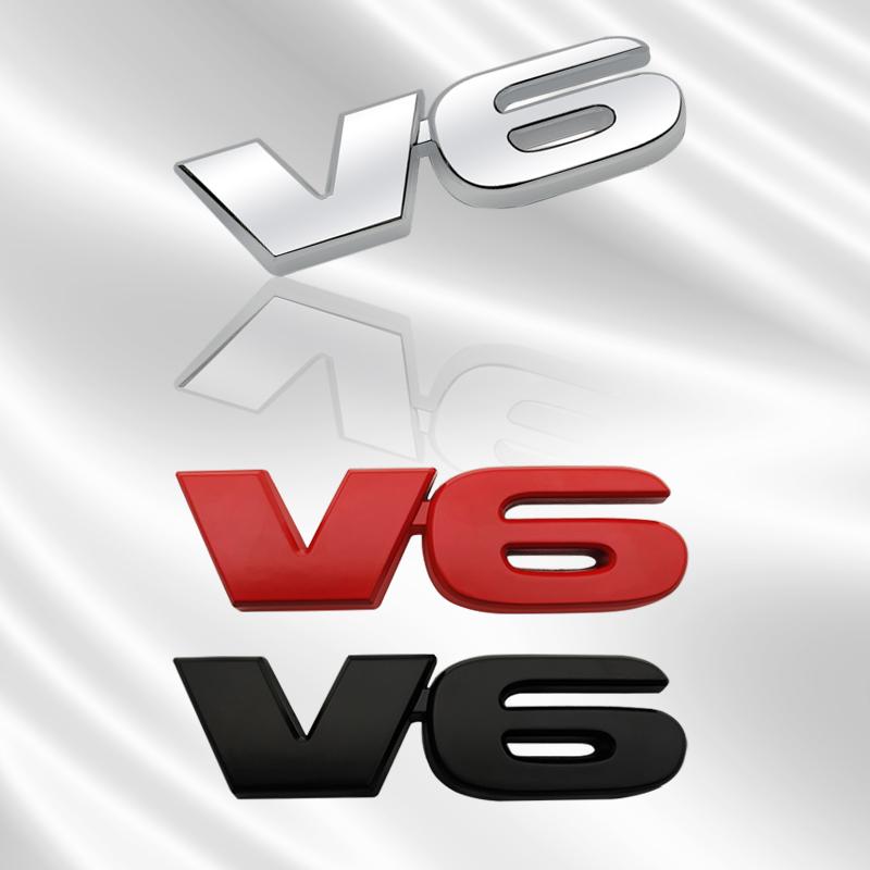 ydjcv7 3D Car V6 Design Grille Badge Front Emblem Rear Trunk Body Sticker For Toyota 2019 4runner rav4 Tundra Corolla Ford Accessory