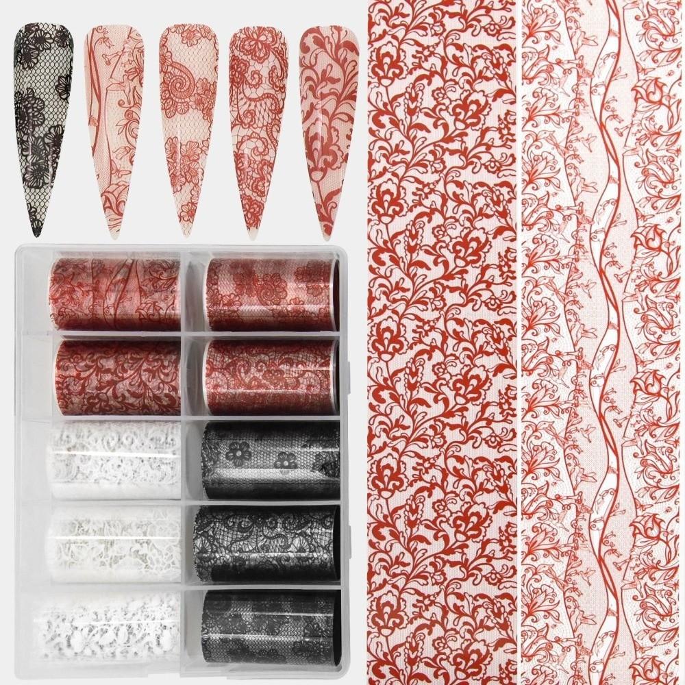 Lace Design Nail Foils Laser Nail Art Stickers Fashion Nail Decals Nail Decoration