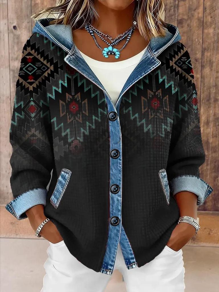 3D Digital Print Women's Hooded Cardigan Sweater - European Size, Autumn/Winter 2026 Collection
