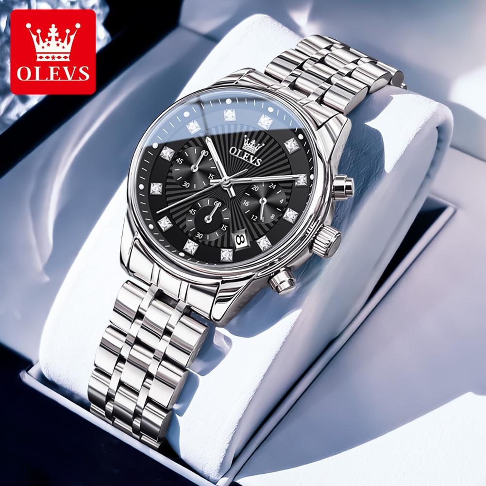 OLEVS Женские часы Оригинальный бизнес Автоматическая дата Водонепроницаемый хронограф Топ Роскошные Элегантные женские кварцевые часы с бриллиантами