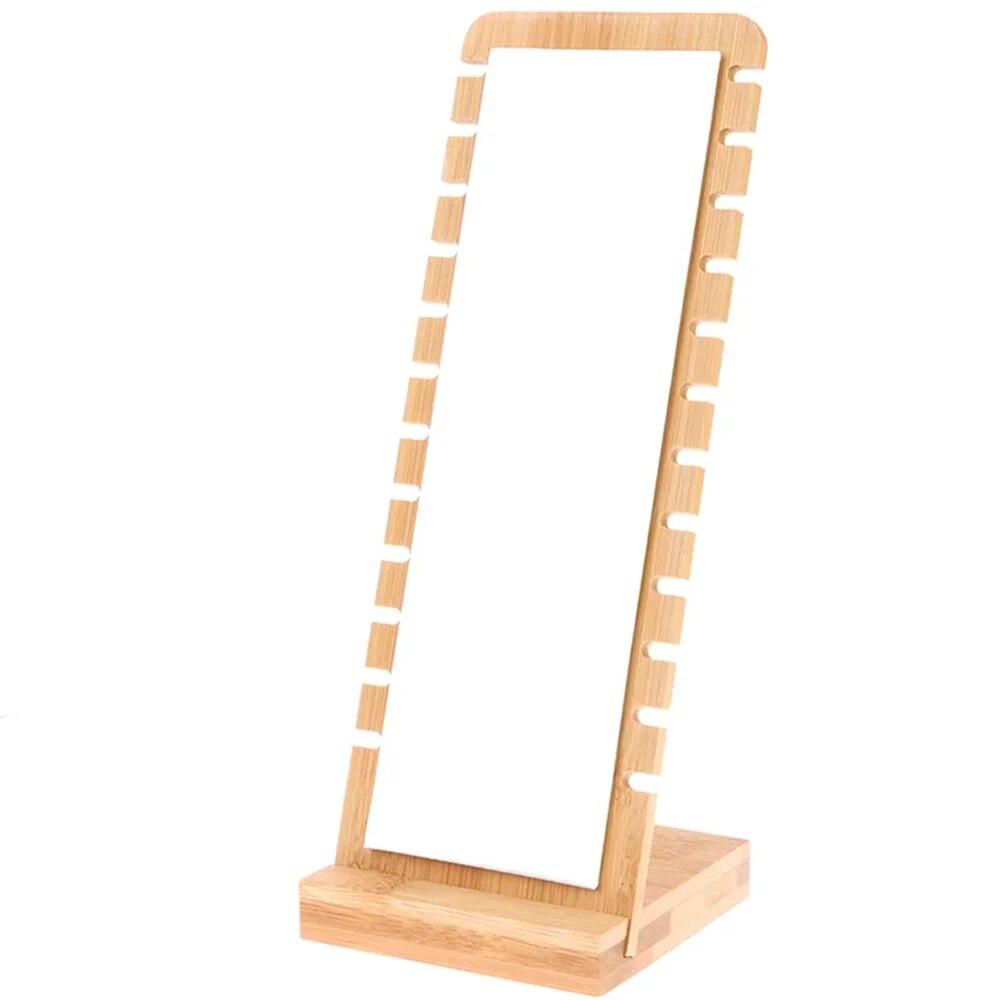 Держатель для ожерелий с 12 отверстиями, стойка из цельного дерева, бамбука и дерева, стойка для демонстрации ожерелий, стойка для организации ожерелий с длинной цепочкой