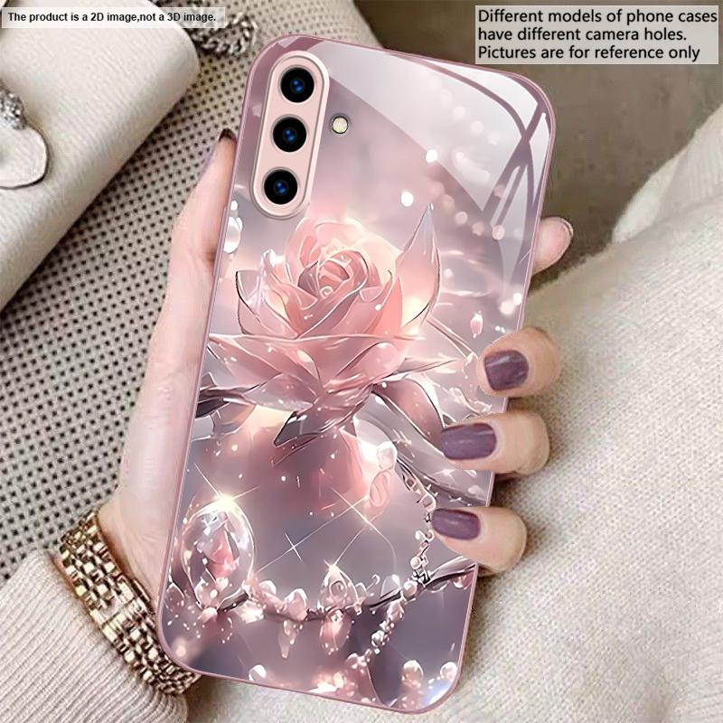 Розы цвета ледяного кристалла Для Samsung A20 30 22 23 24 25 26 31 32 33 34 35 42 50 51 52 53 54 55 56 70 71 72 73 стеклянный чехол для телефона