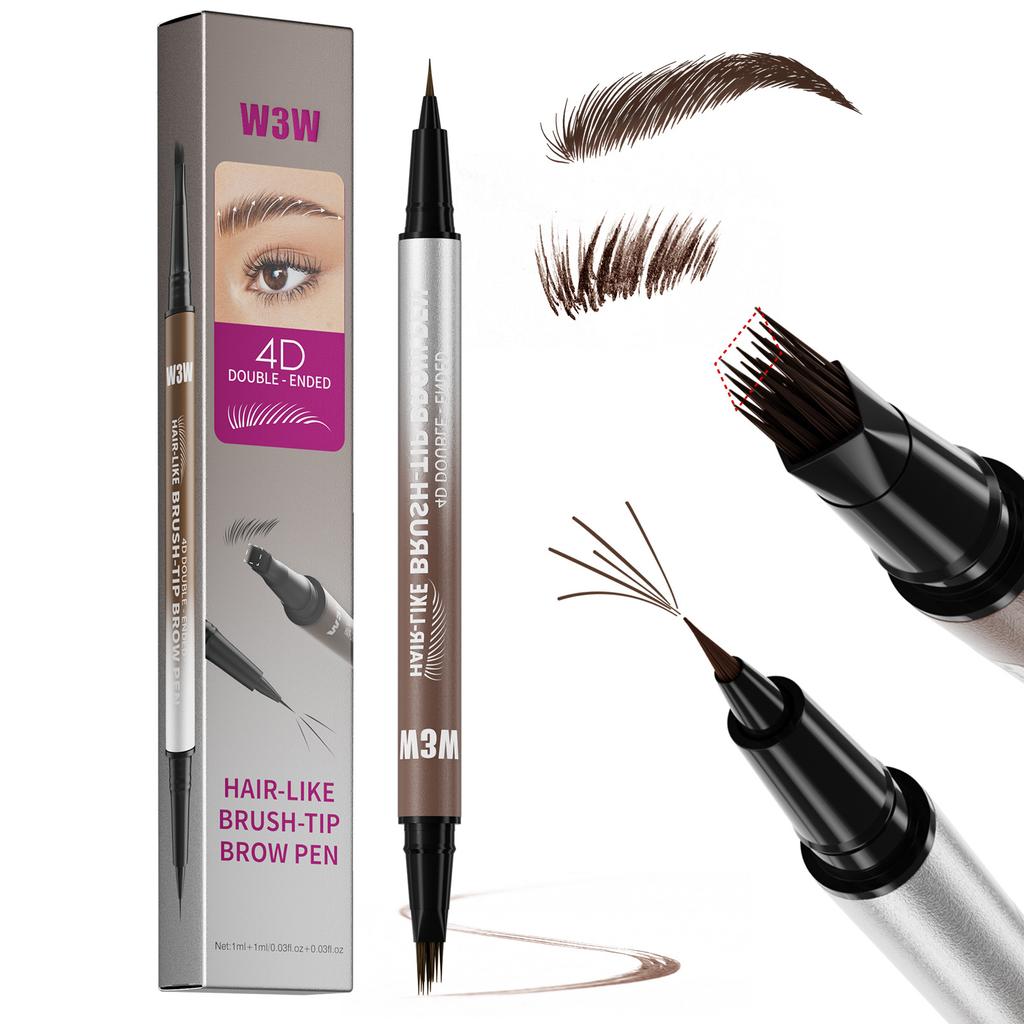 W3W Eyebrow Pencil Waterproof And Non-Smudging 4D Micro-Engraving Double-Headed Eyebrow Pencil Eyeliner 2In1 Liquid Eyebrow Pencil