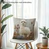 Cute Alpaca Pillow Cover 2D Print Fluffy Alpaca On Grassland Cushion Case For Sofa Bed Couch Boho Farmhouse Decor