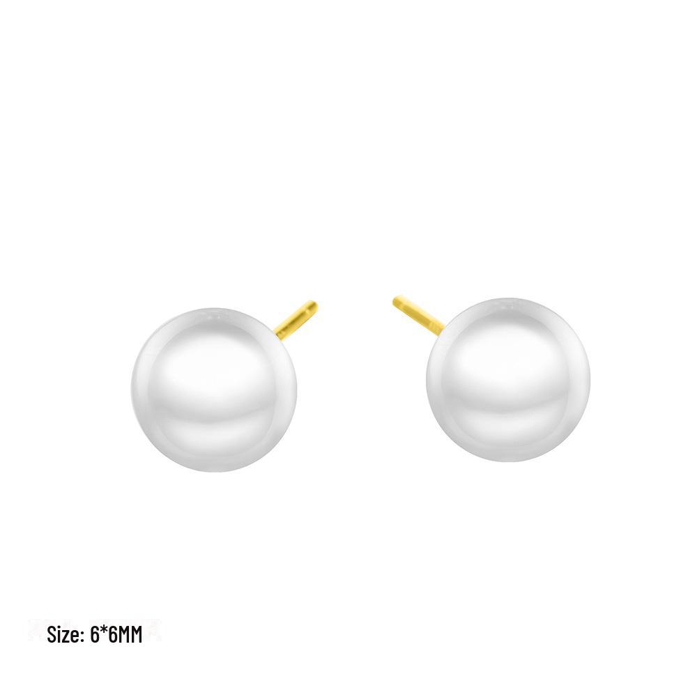 Корейские простые серьги с имитацией жемчуга eManco, 4/6/8 мм, нержавеющая сталь с позолотой