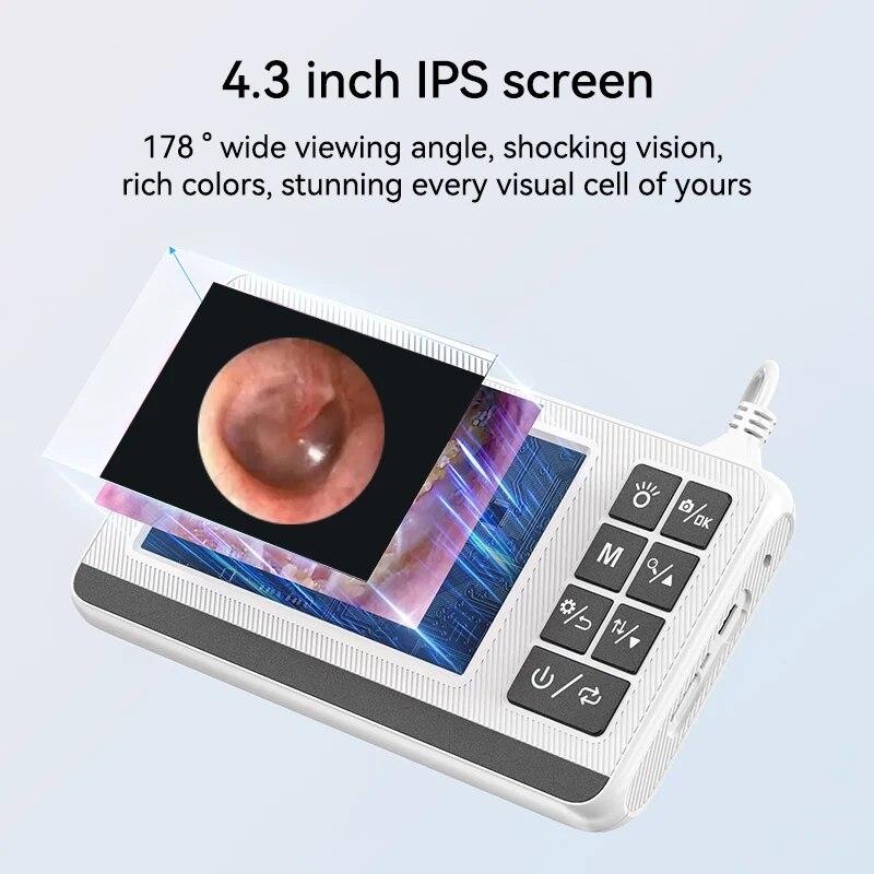Digital Otoscope Camera Ear Camera With 4.3 Inch IPS Screen Ultra Clear View Ear Scope Camera 3.9mm Ear Wax Removal Tool