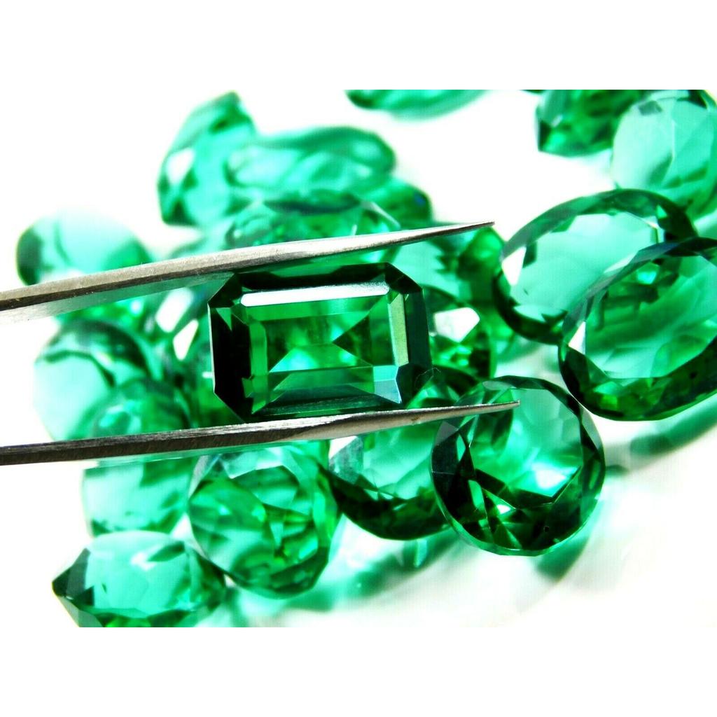 Lab Created 100 Ct CERTIFIED Synthetic Green Muzo Emerald Loose Gemstone Lot