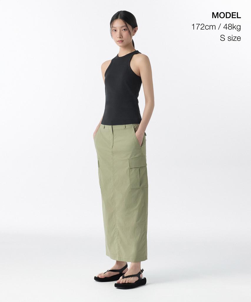 Musinsa Standard Woman Women'S Cargo Maxi Skirt [Sage]