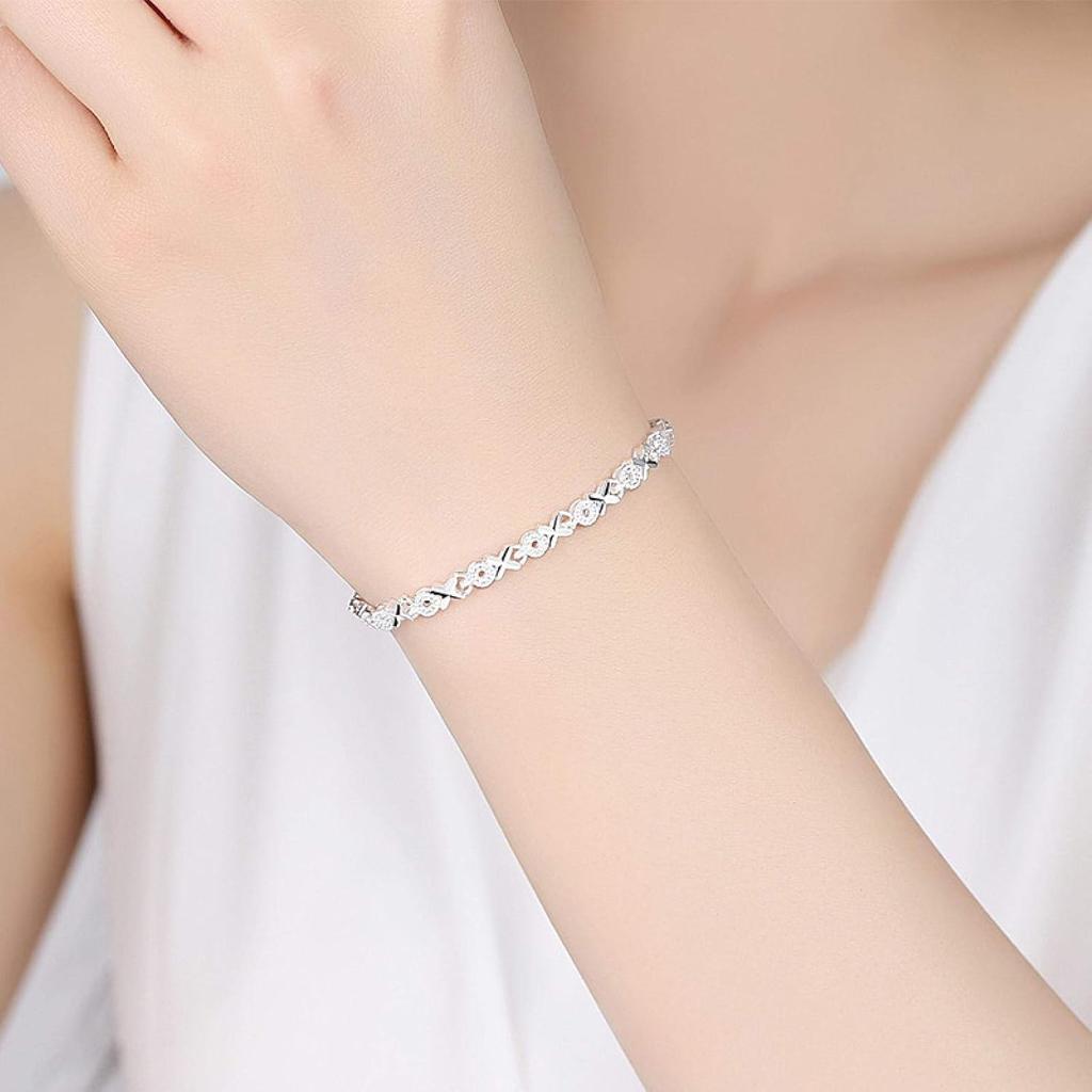 X Series Classic Design 925 Sterling Silver Zircon Bracelet for Women, Elegant Fashion Jewelry Gift