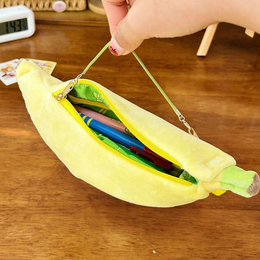 Banana Shape Pen Bag Large Capacity Stationery Storage Bag Multi-functional Pencil Case Gift