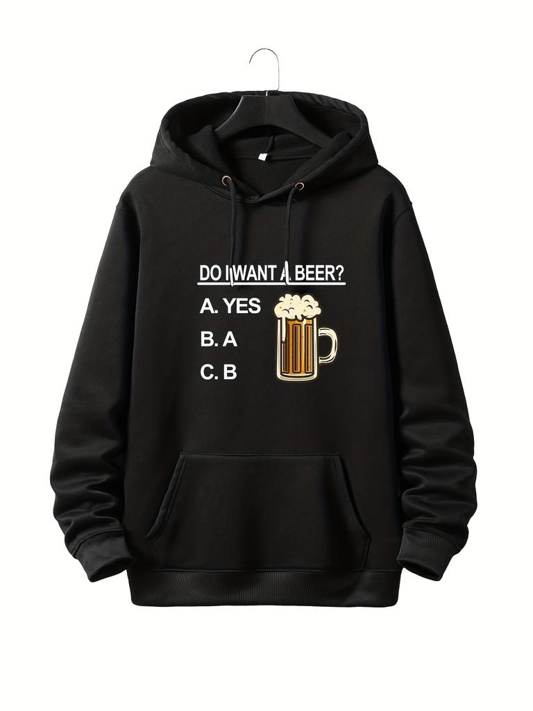 Unisex Fall Autumn Do I Want a Beer Print Retro Vintage Graphic Hoodie Hooded Sweatshirt Print Casual Top for Daily Wear Weekend T
