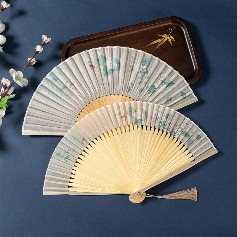Складной веер из бамбука в китайском стиле, классический веер для танцев «Ципао», декор для свадебной вечеринки, художественное ремесло, китайский веер для танцев