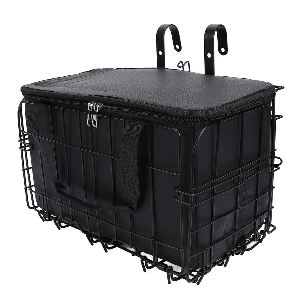 Bike Front Basket with Removable Liner Bag Large Iron Mountain Bike Basket for Carrying Pets Fruit