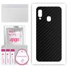 apgo Protective Skin Sticker for the Back Compatible with Samsung Galaxy A20e, Wrap Film, Foil, Vinyl - Pattern Carbon Black