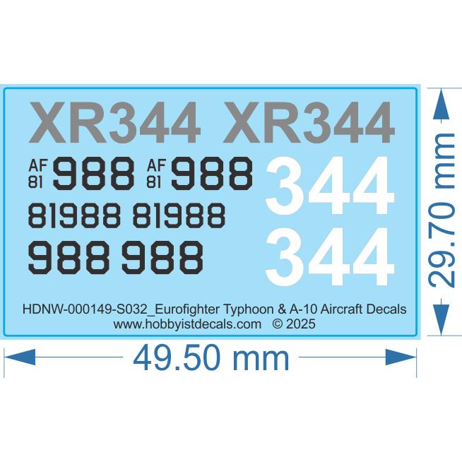 Eurofighter Typhoon & A-10 Aircraft Decals - 1/32 - Water Decal