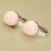 Mid Coral Round Undyed Earrings, Silver, Beads,