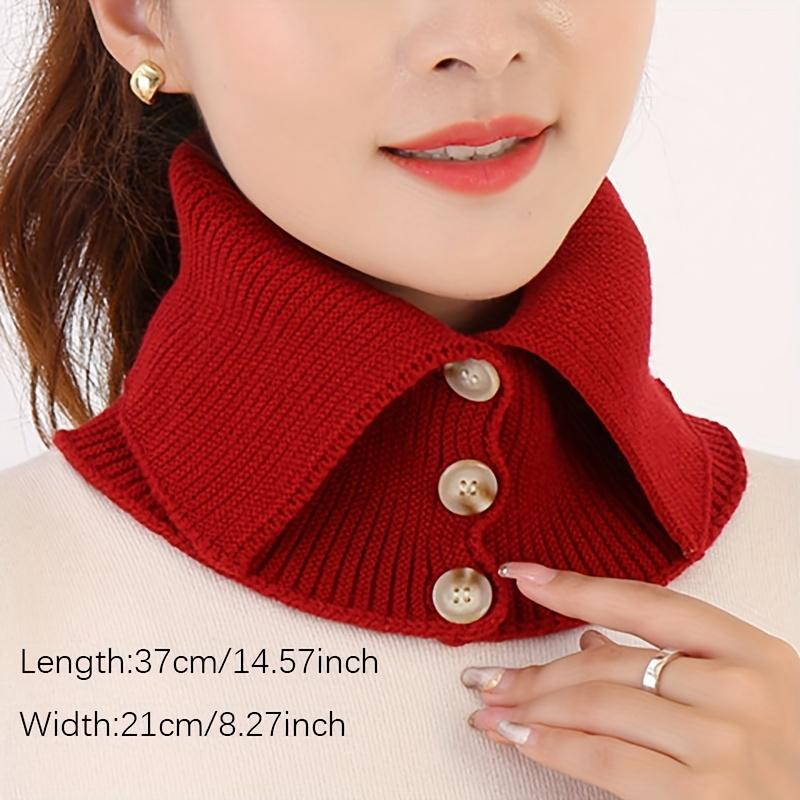 Женский шарф-манишка с искусственным воротником, элегантный, на пуговицах, согревающий шею, мягкий, эластичный, однотонный, зимний аксессуар для улицы и повседневной носки