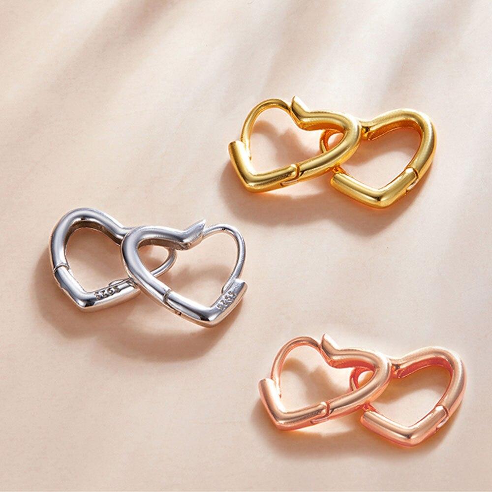 925 Sterling Silver Hoop Earrings For Women Heart Ear Hoops Real Silver 925 Jewelry Original Brand Jewelry