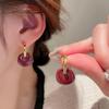 Серьги-гвоздики с квадратным подвесом "Серебряная игла", форма С, с капельным маслом - Ретро-стиль Гонконга, универсальные для женщин