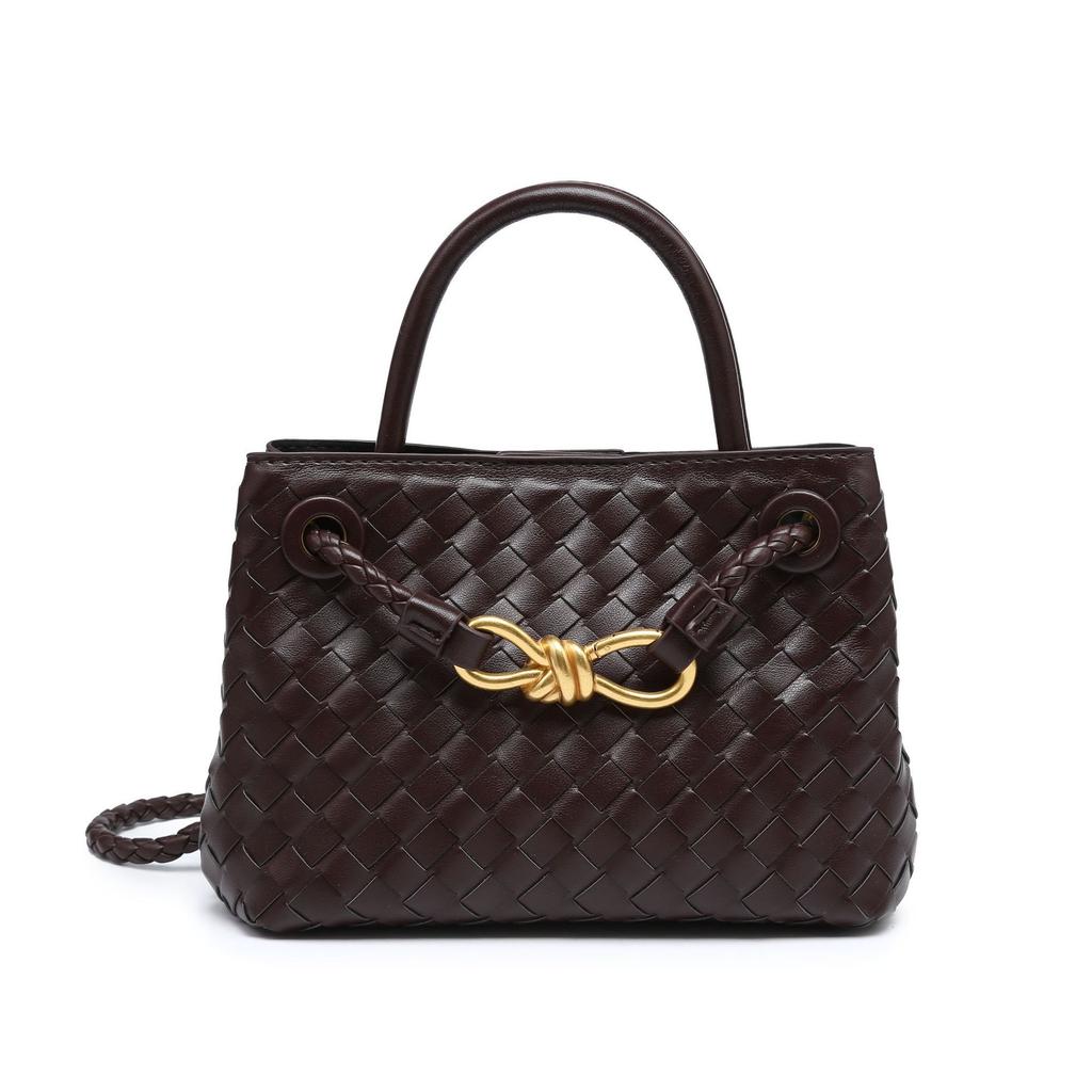 Hand Woven Metal Rope Buckle Mini Handbag For Women's Light Luxury Commuting Shoulder Bag Versatile Diagonal Cross Bag